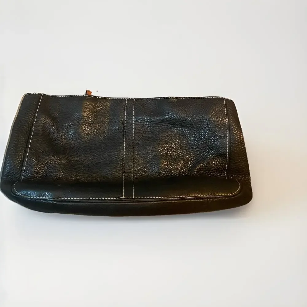 COACH Chelsea Black Pebbled Leather w/Dbl Straps‎ in Saddle Leather